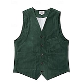 levne Gilety-Pánské Kamizelka Vesta Dovolená Párty Obchod Módní Na běžné nošení Jaro Podzim Knoflíky Kapsy Polyester Kordura Pohodlné Pevná barva Jednořadové sako s jedním knoflíkem Do V Běžný Tmavěhnědá Čern