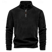 abordables pulls molletonnés-Homme Sweat à capuche zippé Sweat-shirt zippé Sweat à capuche en polaire Kaki clair. Noir Blanche bleu marine Marron Col montant Uni Zip Up Quart de zip Sport &amp; Loisir Occasionnel Quotidien