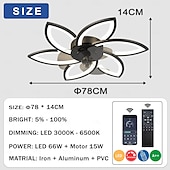cheap Ceiling Fan Lights-Ceiling Fan with Lighting Modern LED Dimmable Fan Ceiling Light with Fan and Remote Control Timing Quiet Acrylic Flower Shape Ceiling Lamp for Bedroom Kitchen Dining Room Living Room