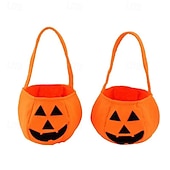 Χαμηλού Κόστους Halloween Hanging &amp; Tabletop Decorations-Τσάντα δώρου με κολοκύθες για το Halloween για παιδιά, τσάντα tote με γλυκά για κέρασμα ή trick or treat, μη υφασμένη τρισδιάστατη τσάντα δώρου jack-o&#039;-lantern με πρόσωπο φαντάσματος κινουμένων