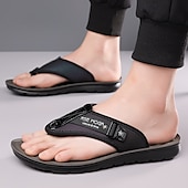 billige Ferietøfler-herre flip-flops i kunstskinn og netting, pustende slip-on-design med polstret såle, ideell for sommerstrand ved bassengkanten og avslappede helger