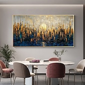 cheap Abstract Paintings-Handmade Original Urban Architecture Oil Painting On Canvas Abstract City Building Wall Art for Home Decor With Stretched Frame Without Inner Frame Painting