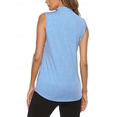 economico Camicia Donna-Per donna Tinta unita Maglietta sportiva Polo da golf Maglia da tennis Senza Maniche Cerniera Alta elasticità Traspirante Tennis Golf Pickleball Collo ripiegato Collo con zip Maglietta Top Azzurro