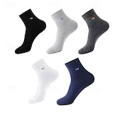economico calzini da uomo-Per uomo 5 Paia Pacchi Multipli Calzini Calzini a Mezza Gamba Calzini da Corsa Calzini Casual Nero Bianco Colore Colore Solido / Tinta Unita Vacanza Sport &amp; Outdoor Quotidiano Base Medio Primavera