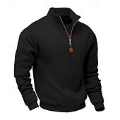 abordables Sudaderas Básicas_-Hombre Sudadera Sudadera con un cuarto de cremallera Albaricoque Negro Blanco Vino Rojo Media cremallera Plano Deporte Diario Festivos Poliéster Ropa de calle Básico Casual Primavera Otoño Ropa