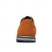 abordables Semiformal-Zapatos oxford de piel sintética marrón caramelo para hombre con detalles brogue: zapatos elegantes e informales con cordones para el trabajo, citas y uso diario.