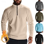 economico felpe in pile-Per uomo Felpa con cappuccio e zip Maglia Felpa con zip Felpa con cappuccio in pile Nero Verde militare Blu Cachi Grigio Colletto Mao Semplice Con zip Sport &amp; Outdoor Casuale Quotidiano Streetwear