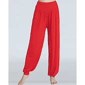 billiga bloomers &amp; haremsbyxor-Dam Yogabyxor Harem byxor underbyxor Lättvikt Hög midja Gym Pilates Zumba Underdelar Svart Vit Rosa Huvudstad Höst sporter Sportkläder Microelastisk Lös passning