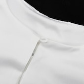 Недорогие Нарядные блузки-Жен. Elegant Нарядный Атласный верх Блуза Рюши Полотняное плетение Стиль Современное Рукав до локтя Рукава буффы Вырез под горло Обычные топы Праздники На выход Белый Осень