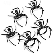 economico Maschera di Halloween &amp; Accessori-20/50 pezzi di anello da ragno per Halloween, accessorio realistico in plastica per costume da ragno per la festa di Halloween, anello da ragno spaventoso per il festival dei fantasmi