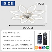 cheap Ceiling Fan Lights-Ceiling Fan with Lighting Modern LED Dimmable Fan Ceiling Light with Fan and Remote Control Timing Quiet Acrylic Flower Shape Ceiling Lamp for Bedroom Kitchen Dining Room Living Room