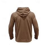 cheap Basic Hoodies-Men's Hoodie Black Army Green Green Dark Gray Coffee Hooded Plain Pocket Sports &amp; Outdoor Daily Holiday Polyester Streetwear Basic Casual Spring Autumn / Fall Clothing Apparel Hoodies Sweatshirts