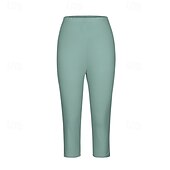 baratos Leggings lisas-Mulheres Calças Capri Leggings Moda Casual Comprimento da panturrilha Cintura Média Tecido Cintura elástica Confortável Respirabilidade Com Stretch Férias Rua Roupa Diária Amarelo Claro Vinho