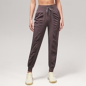 baratos Calças e calções para ioga-Mulheres Calças de fitness Calças de Pilates Calças de ioga Com Cordão Rugas Com bolsos Leve Cintura Alta Pilates Academia Zumba Calças Azul marinho Castanho Claro Preto Outono Esportes Roupas
