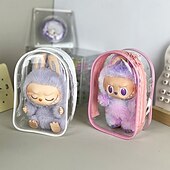 זול סטים של בגדים ואביזרים לבובות-שקית מחזיק מפתחות שקופה לבובת קטיפה בגודל 17/15 ס&quot;מ, מארז תצוגה תלוי, מארז מגן, קופסת אחסון מפלסטיק PVC (ללא בובה)