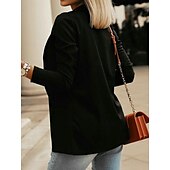 abordables Blazers et Costumes-Femmes Veste Décontractée Confortable Respirant Coupe ajustée Occasionnel Uni Vacances Travail Rue Occasionnel Ouvert devant Régulier Col Rabattu Coupe régulière manche longue Vêtements d&#039;extérieur