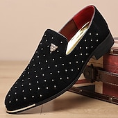 abordables Mocasines-Zapatos sin cordones de ante azul marino para hombre con detalles tachonados y detalles dorados: zapatos sin cordones de lujo para fiestas nocturnas, bodas y reuniones formales.