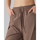 voordelige Bodems-Dames Cargohosen Wandelbroek Rechte broek Buiten Normale pasvorm waterdicht Zonbescherming Winddicht Sneldrogend Kleding Onderlichaam Trekkoord Lichtgewicht Zwart Khaki Kamperen / wandelen / grotten