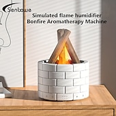 ieftine lampă de noptieră-Umidificator de aromaterapie la modă cu efect realist de flacără - un umidificator alb elegant, potrivit pentru case și birouri, un cadou ideal pentru Ziua Recunoștinței și un difuzor de aromaterapie