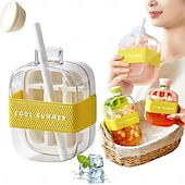 voordelige Drinkgerei-ijsblokjesfles met rietje voor een koele zomer, My Crush Cup ijsblokjesvormpjes voor waterflessen, 2-in-1 draagbare aanraakvrije ijsblokjesmachine met deksel en bak voor het snel maken van ijs