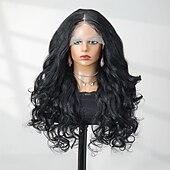abordables Parrucche lace sintetiche-Synthetic Lace Wig Body Wave Style 22 inch Black Middle Part 13x6 Lace Front Wig Women's Wig Black