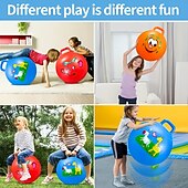 お買い得  屋外活動-ハンドル付きの耐久性のある巨大な跳ねるボール、楽しいスポーツ &amp;3～6歳のお子様向けゲーム。誕生日、クリスマス、ハロウィン、感謝祭、イースターに最適なギフト。（ランダムカラーパターン）PVC製おもちゃ。
