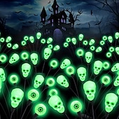 cheap Landscape Lights-1 Pc Outdoor Solar Firefly Lights Halloween 8-Head Skull Eye Insertion Lamp Courtyard Garden Party Horror and Weird Festival Atmosphere Decorative Lights