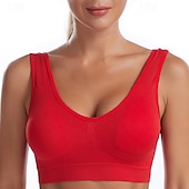 cheap Sports Bras &amp; Vests-Women&#039;s Yoga Bra Pilates Bra Sports Bra Bra Top Push Up Seamless Anti-vibration Wireless Solid / Plain Color Sport Activewear Deep Purple Watermelon Red Gym Zumba Running