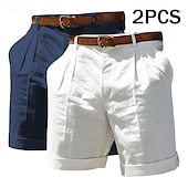 economico Classico-Per uomo Shorts Shorts di Lino Shorts eleganti Pantaloncini Estivi Shorts da Spiaggia Tasca Elastico in vita Gamba Dritta Semplice Comodità Traspirante Lunghezza al ginocchio Affari Casuale Quotidiano