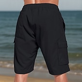 baratos Feriado-Homens Shorts de algodão e linho Bermuda Cargo Calção Shorts de verão Com Cordão Cintura elástica Bolso multi Tecido Conforto Vestível Comprimento do joelho Ao ar livre Esporte Diário Moda Casual