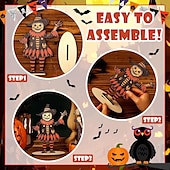olcso Halloween függő és asztali díszek-3 db halloweeni asztaldekoráció fa asztaldísz táblák - boldog halloweeni csokit vagy csalunk rusztikus fa partidekorációk