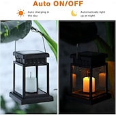 economico Illuminazione vialetto-Lanterne solari da esterno impermeabili da giardino, appese, con fiamma tremolante, a LED, senza candele, luci ad energia solare per decorazioni da giardino, tavolo, ombrellone da patio.