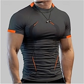 cheap Men&#039;s Active Tees &amp; Tanks-Men&#039;s Compression Shirt Running Shirt Short Sleeve Tee Tshirt Athletic Athleisure Summer Breathable Moisture Wicking Soft Fitness Running Walking Sportswear Activewear Solid Colored Dark Grey Black