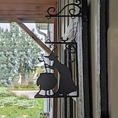 levne Halloween-Strašidelný halloween 1ks kovový čarodějnický kotel nástěnné umění železná závěsná cedule s netopýry &amp;spirály pro domácí zahradní párty nebo dekoraci rámu dveří