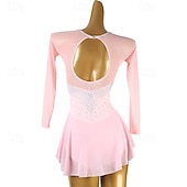 cheap Figure Skating Dresses-Figure Skating Dress Women&#039;s Girls&#039; Ice Skating Dress Violet Black White Open Back Mesh Spandex High Elasticity Training Competition Skating Wear Classic Crystal / Rhinestone Long Sleeve Ice Skating