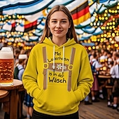levne Mikiny s kapucí-Pivo Oktoberfest Kapuce Tisk Přední kapsa Grafika Pro Dámské Dospělé Karneval Pivo Oktoberfest Horká ražba Dovolená Párty