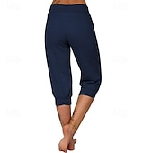billige cargobukser for kvinner-Dame Capri-bukser Søndagsshorts Gatemote Fritid Kalv lengde Medium Midje عادي Elastisk midje Snorer Pusteevne Myk Mikroelastisk Feriereise Gate Dagligdagstøy Svart Rosa Navyblå Grønn Sommer Normal