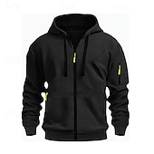 preiswerte Basic-Hoodies für Herren-Herren Kapuzensweatshirt Schwarz Weiß Wein Armeegrün Rote Mit Kapuze Einfach Reißverschluss Farbblock Sport &amp; Outdoor Lässig Täglich Polyester Cool Lässig sportlich Frühling &amp; Herbst Bekleidung