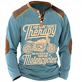 economico Vintage e retrò-Per uomo Alfabetico Stampe astratte Camicia Henley Magliette grafiche Camicia d&#039;epoca Manica lunga Di tendenza Essenziale Informale Esterno Giornaliero Per uscire Primavera estate Blu Marrone Verde