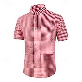 voordelige Heren-Carnaval Oktoberfest bier Geblokt Patroon Hemd Shirt met korte mouwen Bavarian Duits Alpine Weiden Voor heren Feest Bierfestival Doek in traditionele stijl