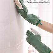 cheap Kitchen Cleaning-Waterproof Dishwashing Gloves for Kitchen Cleaning, Long Plush Rubber Gloves for Winter, Durable Household Chores Laundry Gloves