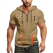 abordables sudaderas basicas hombre-Hombre Sudadera Sudadera con capucha y cremallera de un cuarto Negro Blanco Azul Marino Azul Piscina Caqui Con Capucha Plano Bolsillo Cremallera de un cuarto Deporte Diario Festivos Poliéster Ropa de