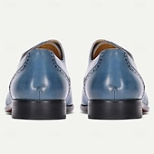 preiswerte Klassische Anzugschuhe-Herren-Brogue-Abendschuhe aus echtem Rindsleder in Blau – klassische Schnürschuhe für formelle Anlässe, Business und Hochzeiten