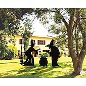 economico Halloween-Decorazioni da giardino in metallo con streghe di Halloween festive, 3 streghe spettrali per decorazioni da esterno - picchetti da giardinaggio senza batteria, decorazioni da giardino in metallo