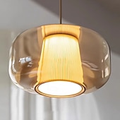 billige Øylys-Modern Style Hanging Light, Glass Metal Chandelier,Creative Personality Aluminium Art Pendant Lamp Lampshade,Bedroom Living Room Decoration Lighting Fixtures