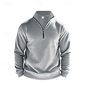 cheap Basic Sweatshirts-Men's Sweatshirt Quarter Zip Sweatshirt Apricot Black White Wine Red Half Zip Plain Sports &amp; Outdoor Daily Holiday Polyester Streetwear Basic Casual Summer Spring Clothing Apparel Hoodies Sweatshirts