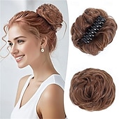 cheap Chignons-Messy Bun Hair Piece Wavy Claw Clip Messy Bun Hair Clip Synthetic Fake Buns Hairs Extensions Soft hairs buns Hairpieces for Women Daily Wear