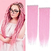 abordables Crocheter les cheveux-Extensions de cheveux à clipser pour dreadlocks de 24 pouces, 10 clips, 40 brins, synthétiques, faites à la main, souples, pour femmes, 1b/30