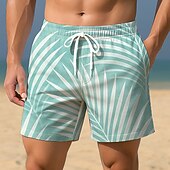 preiswerte Tropische Pflanzen &amp; Blumen-Herren Palmblatt Tropische Pflanzen Badehosen Badeshorts Boardshorts Mittlere Taille Streetwear Hawaiianisch Strandurlaub Seitentaschen Netzfutter Elastischer Kordelzug in der Taille Designer