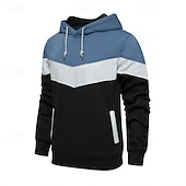 cheap Basic Hoodies-Men&#039;s Hoodie Pullover Hoodie Sweatshirt Light Yellow Wine Red Denim Blue Black White Hooded Color Block Front Pocket Sports &amp; Outdoor Casual Daily Streetwear Cool Sportswear Fall &amp; Winter Clothing